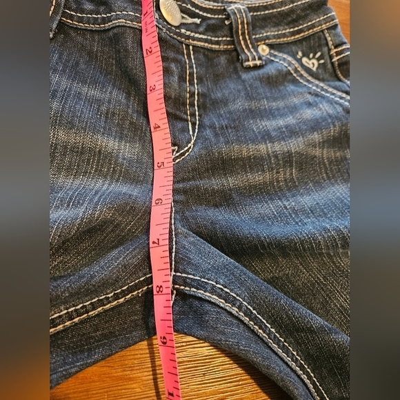 JUSTICE GIRL'S BOOTCUT MID-RISE OUTWARD STITCHING DETAIL SUPERCUTE JEANS SIZE 12 - Picture 15 of 16